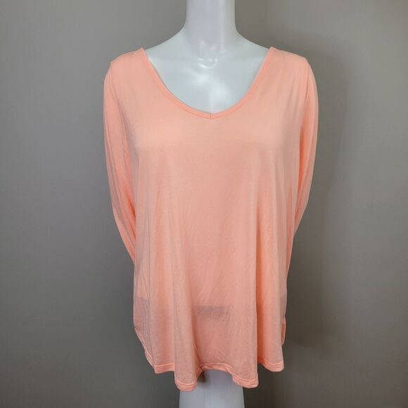 Maurice's Peach Open Back Assymetrical Athletic Wear Top Size 2‎ - Picture 1 of 10